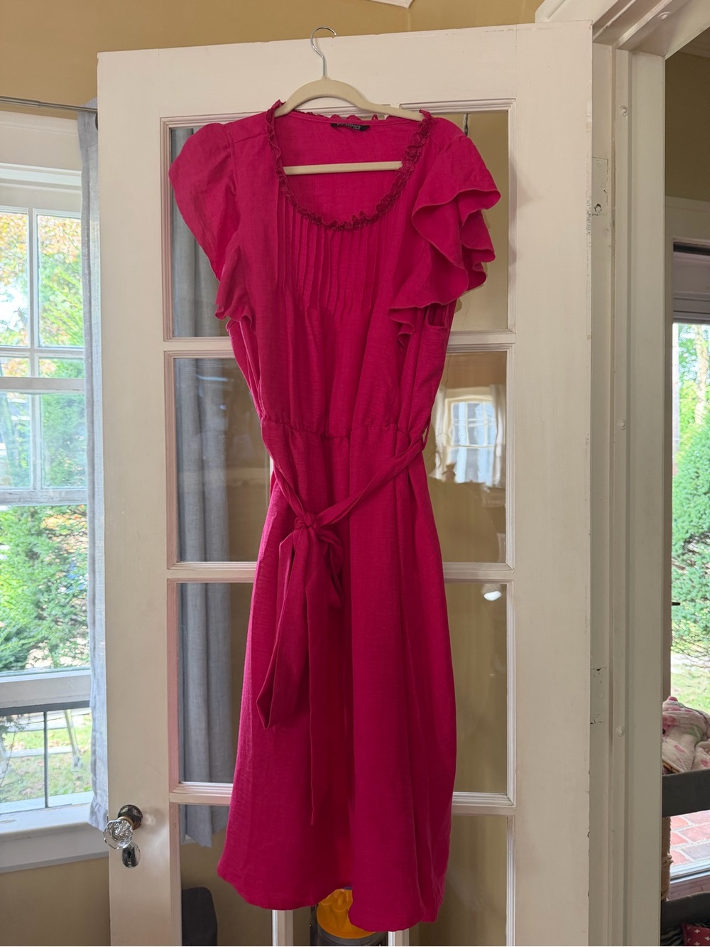BloomChic Hot Pink Ruffle Sleeve Tie-Waist Dress Size 22-24 (3XL)